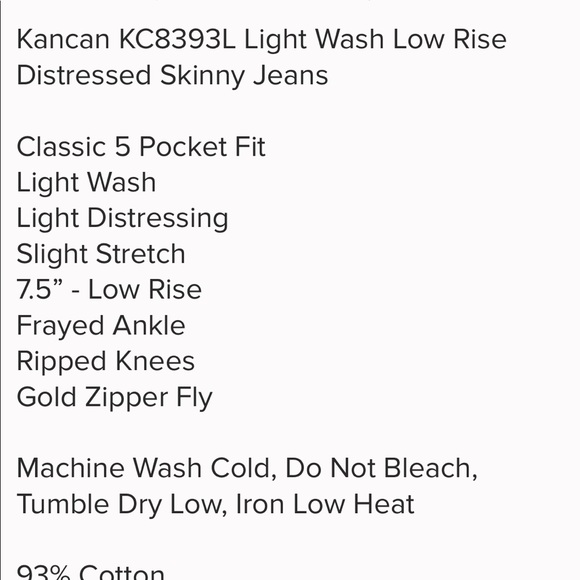 KanCan KC8393L low rise jeans - Picture 6 of 6